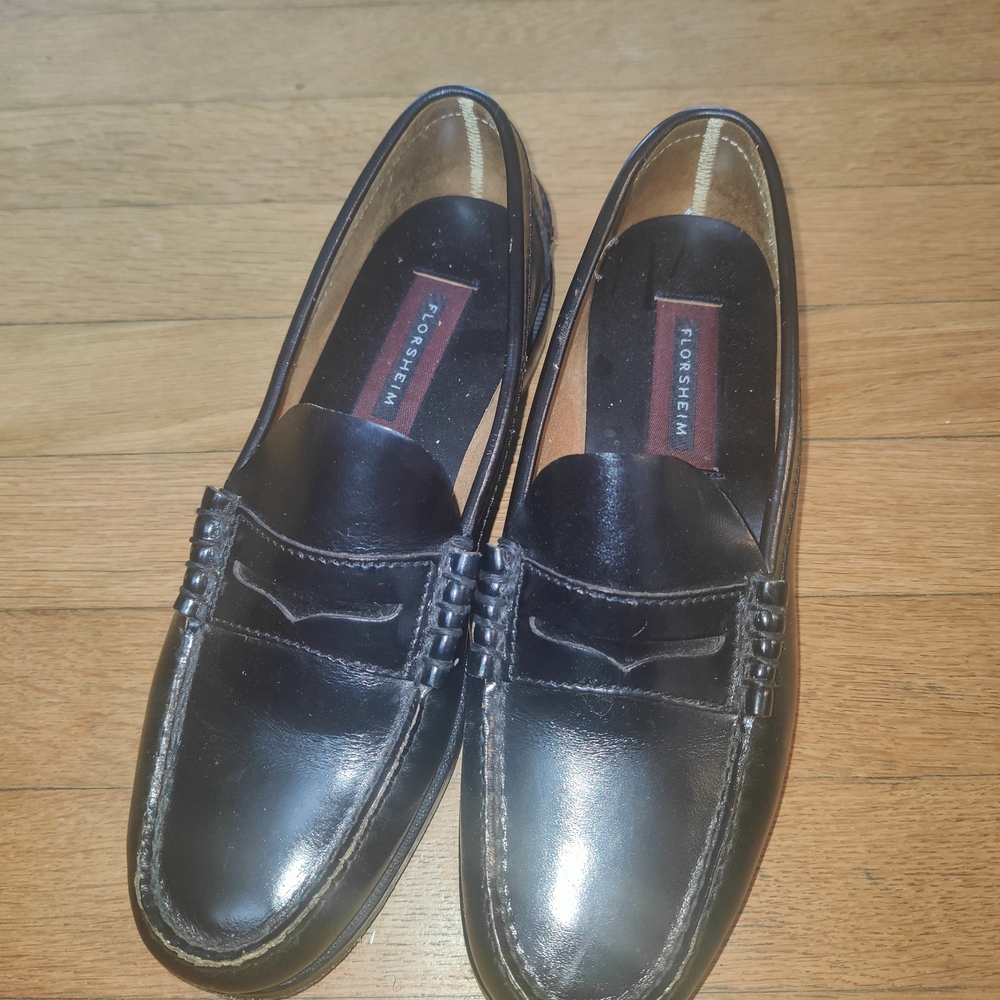 Florsheim Black Leather Penny Loafers Slip-On